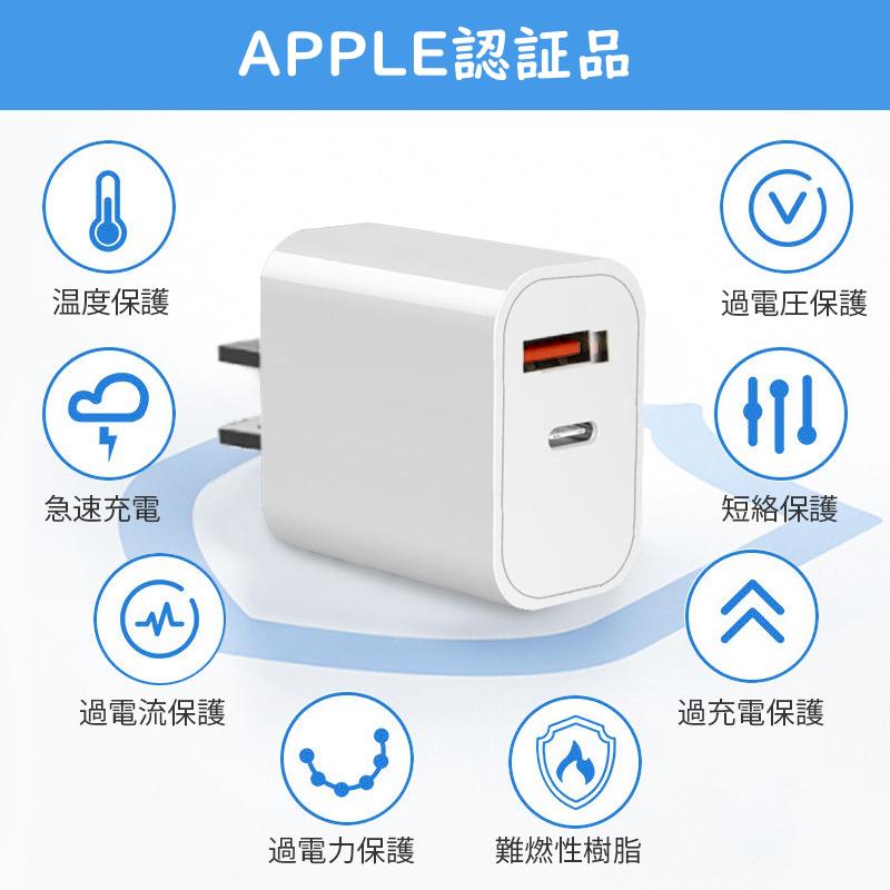 iPad APPLE認証品 20W 2ポート type-C PD急速充電器 iPhone 14