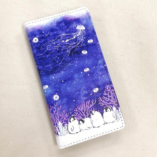 手帳型スマートフォンケース ペンギン もこぺんりうむシリーズ「クラゲ