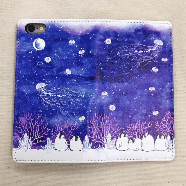 手帳型スマートフォンケース ペンギン もこぺんりうむシリーズ「クラゲ