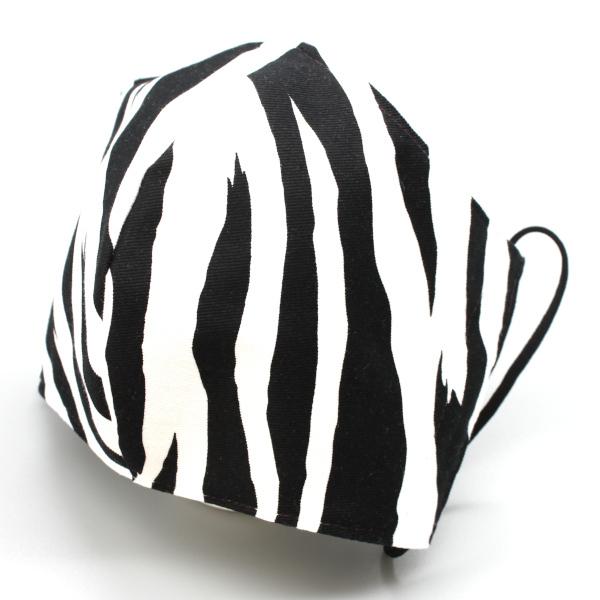 ゼブラ柄　かっこいい　おしゃれ　手作りマスク　ゴム紐付き　大人用 布マスク | 