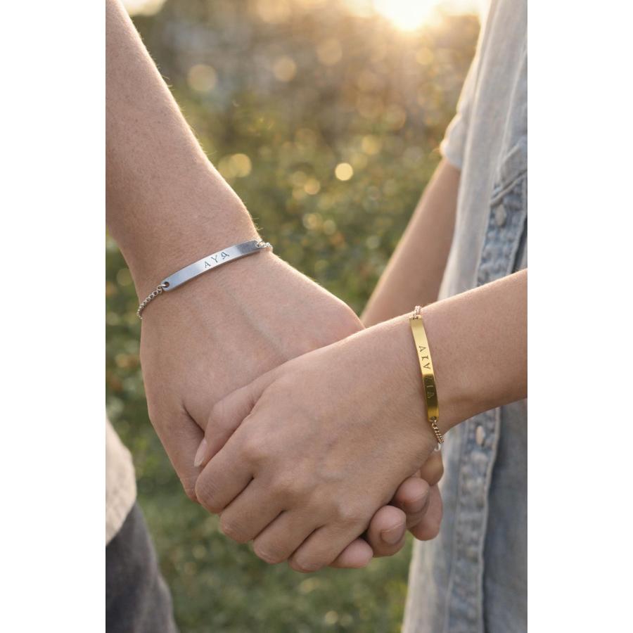 YH 名入れ MXX ペアアクセサリーセット ブレスレット シンプルプレートチェーンブレスレット 2点 |  | 12