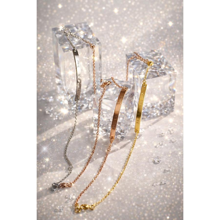 YH 名入れ MXX ペアアクセサリーセット ブレスレット シンプルプレートチェーンブレスレット 2点 |  | 01