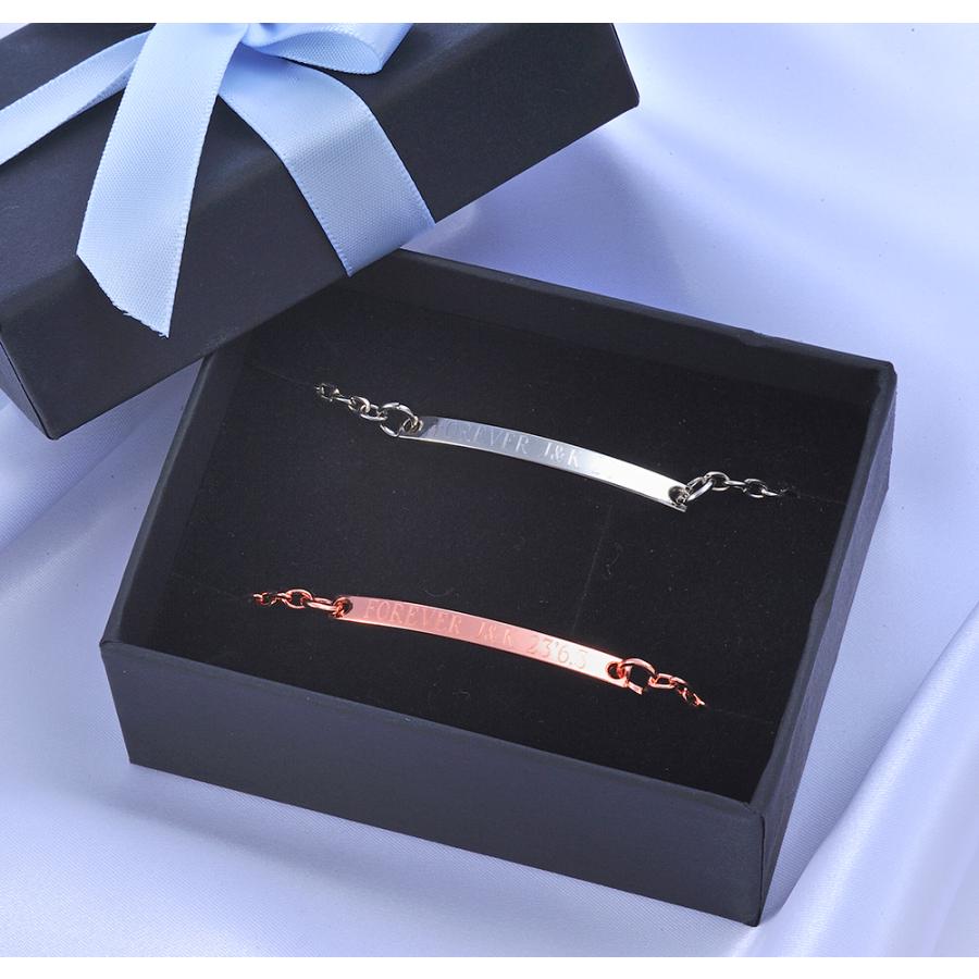 YH 名入れ MXX ペアアクセサリーセット ブレスレット シンプルプレートチェーンブレスレット 2点 |  | 04