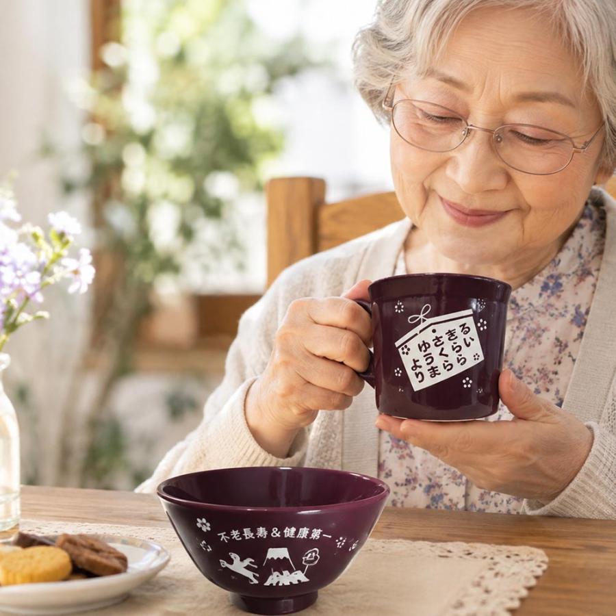 名入れ ギフト SXX 波佐見焼 縁起カラー食器セット 紫鷲色 茶碗 と マグカップ と 箸 と 折り鶴箸置き 木箱入り |  | 03