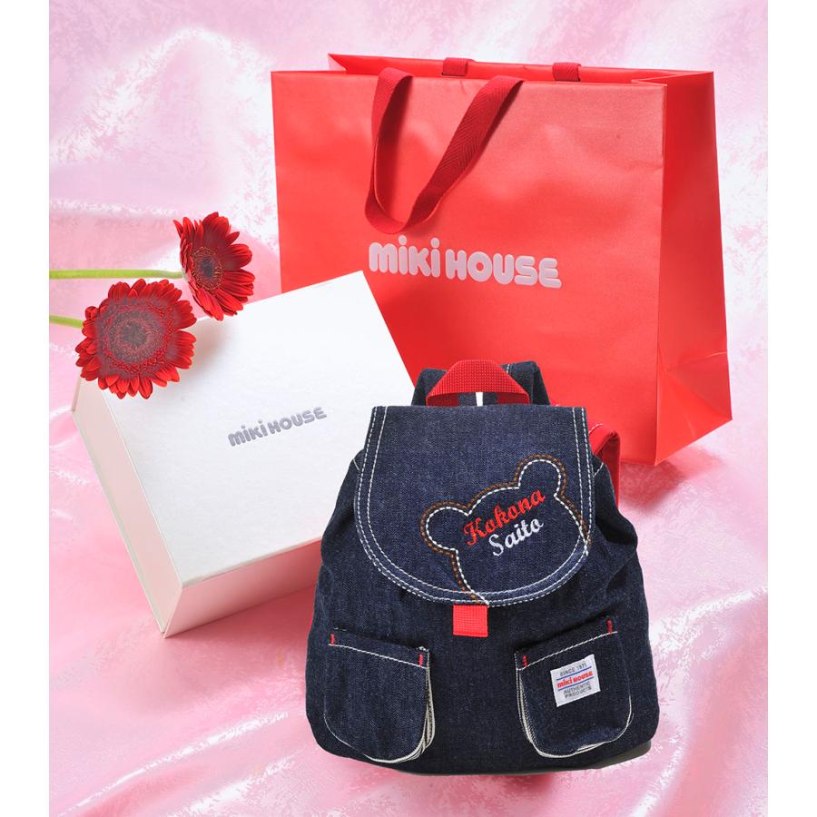 名入れ ギフト CXX ベビーギフト ミキハウス MIKIHOUSE くまさんステッチベビーリュック Mサイズ 専用BOX入り 紙袋付き_13