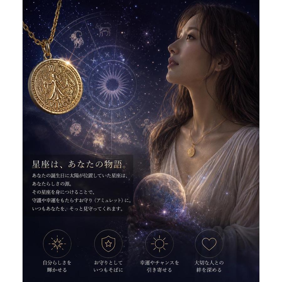 名入れ ギフト MXX ネックレス 星座コインプレートペンダント : 名入れ