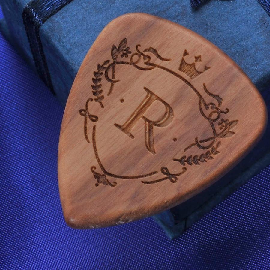 名入れ ギフト LXX ピック オリジナル ウッドギターピック 合革