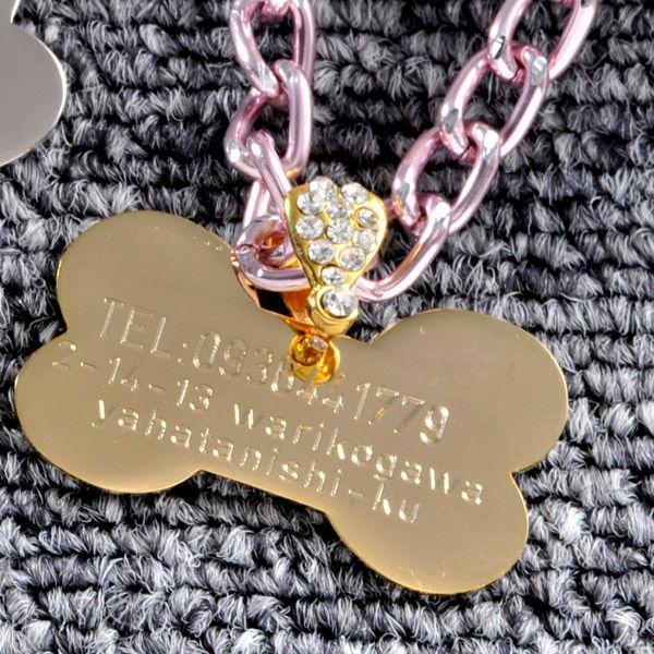 中型犬♡犬用ネックレス　LOVE♡ターコイズ　40㎝〜 名入れ ギフト プレゼント 犬用 迷子札 小型犬 中型犬 ペット