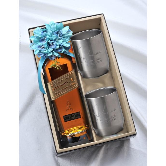 名入れ ギフト タンブラー サーモス thermos 真空断熱カップ ２点セット 360ml ステンレス ジョニーウォーカー ブラックラベル １２年 セットの画像