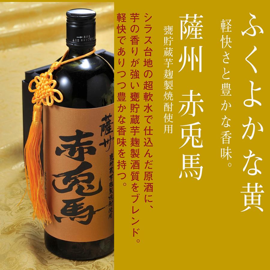 名入れ ギフト LXX 酒セット 本格芋焼酎 薩州 赤兎馬 黄色 720ml \u0026 蓋つきラウンド型タンブラー 360ml 黄色 タッセル付 ギフトBOX入りの画像
