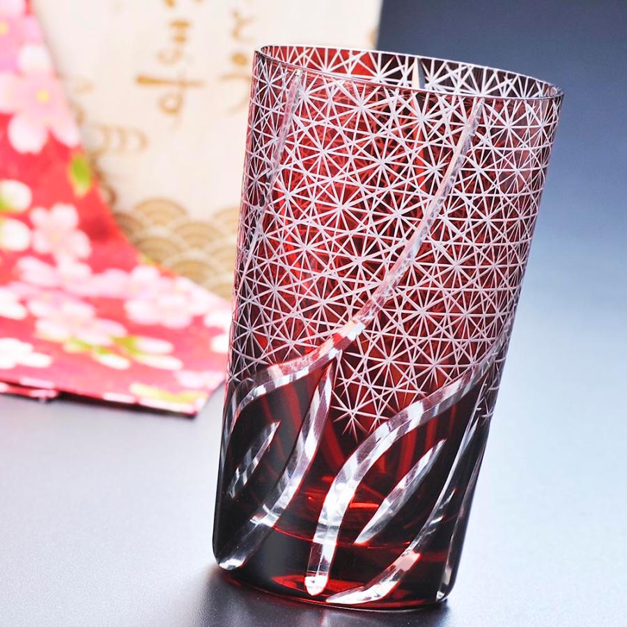 名入れ ギフト SXX ウイスキー 切子 ジョニーウォーカー レッドラベル 200ml \u0026 菊繋ぎ 一口ビアグラス ギフトBOX入りの画像