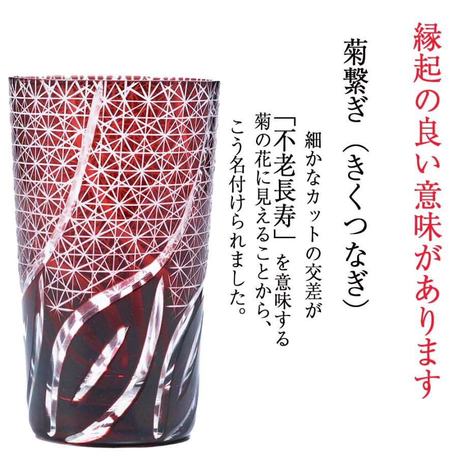 名入れ ギフト SXX ウイスキー 切子 ジョニーウォーカー レッドラベル 200ml \u0026 菊繋ぎ 一口ビアグラス ギフトBOX入りの画像