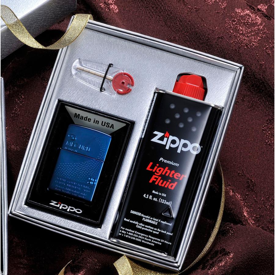 名入れ プレゼント 誕生日　クリスマス　男性　オリジナルZIPPO スカイブルーチタンコーティング 20446 タバコ柄風デザイン　オイルセット｜original｜10