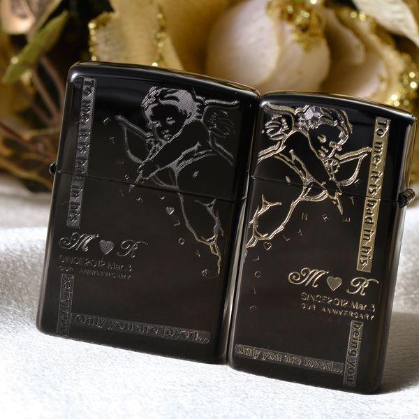 ZIPPO オイルライター　名前入り　誕生日　記念日　おまもり　ギフト 名入れ プレゼント　ブラックZIPPOペアセット-貴方じゃないとダメなの｜original