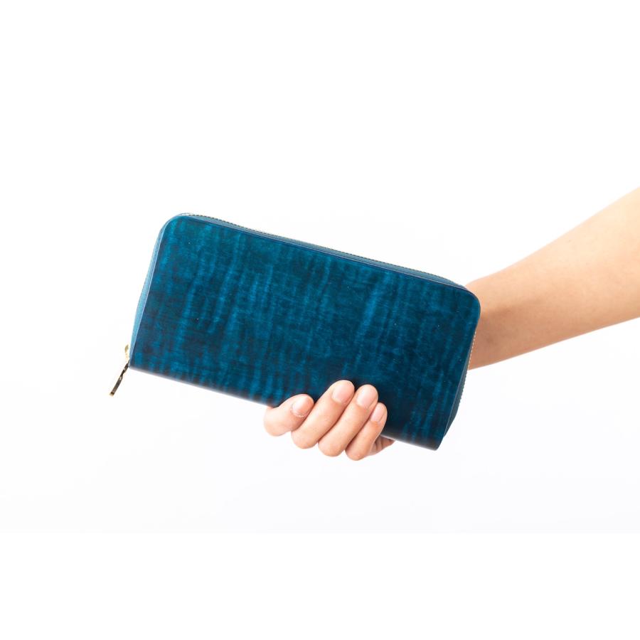 sciva - 長財布 (大容量) ブルー シーヴァ 木製財布 木製小物入れ 木製