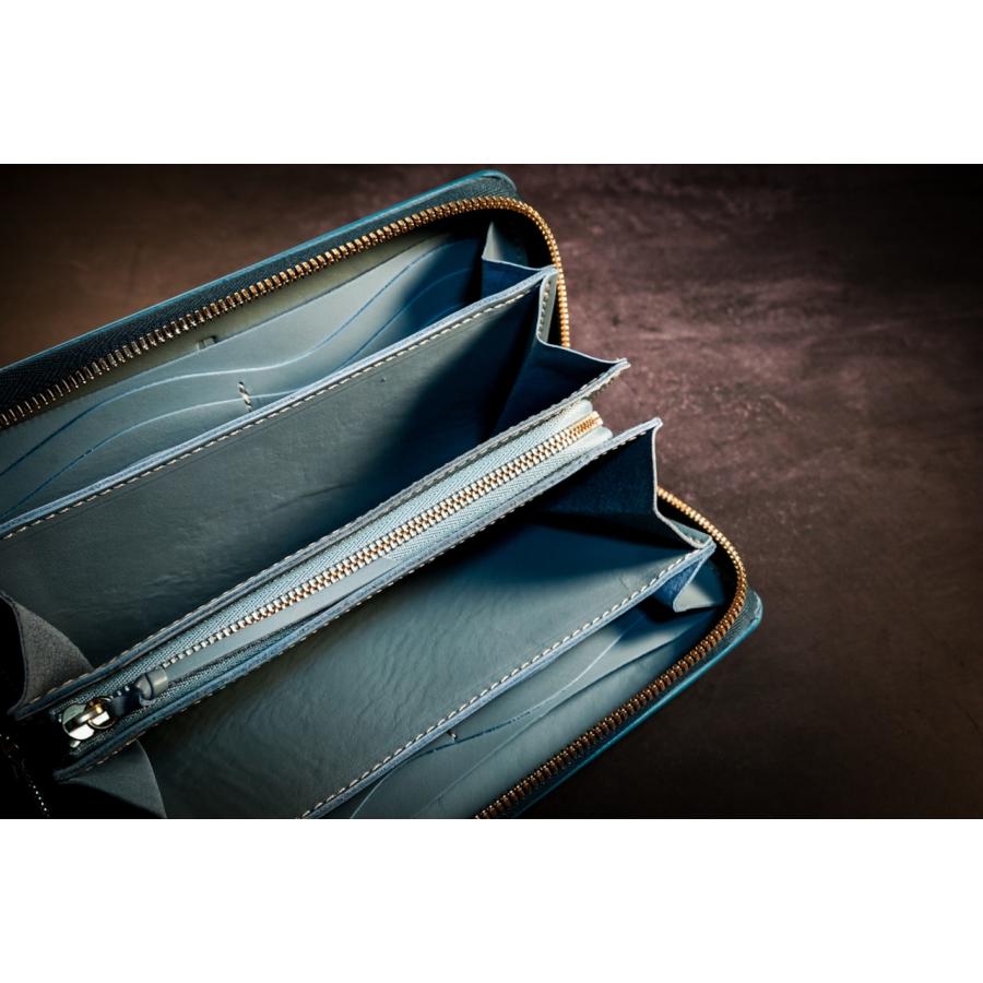 sciva - 長財布 (大容量) ブルー シーヴァ 木製財布 木製小物入れ 木製