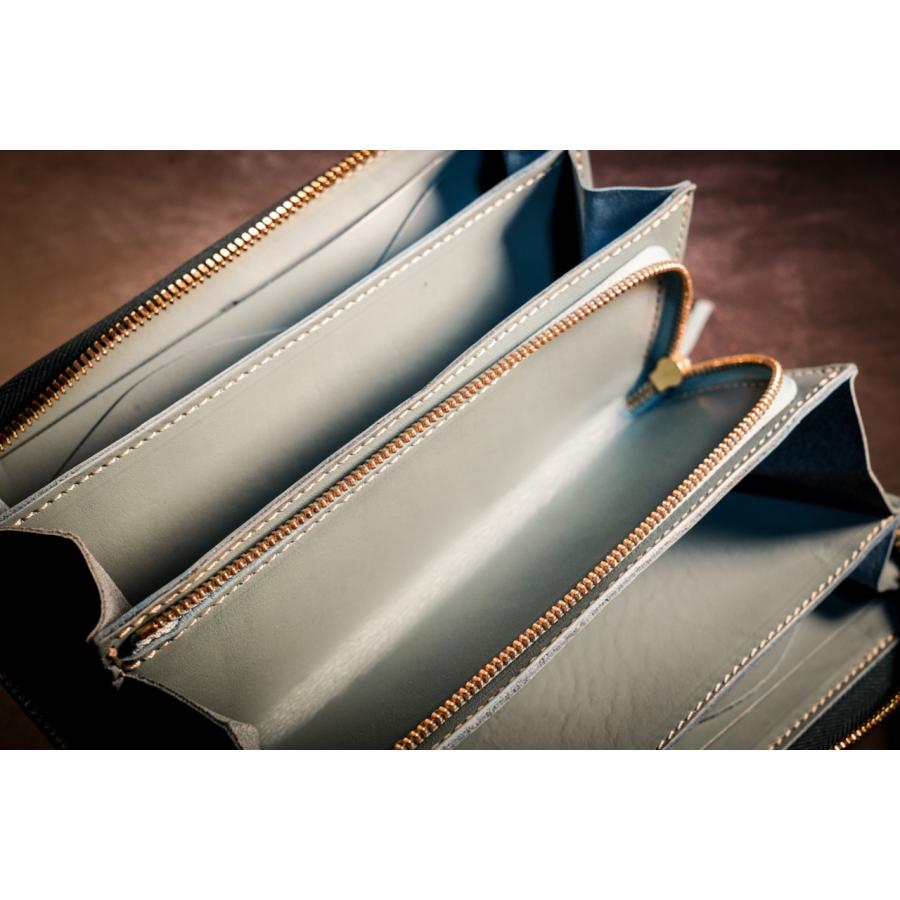 sciva - 長財布 (大容量) ブルー シーヴァ 木製財布 木製小物入れ 木製