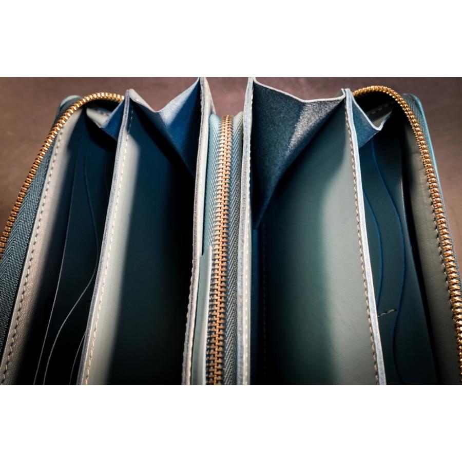 sciva - 長財布 (大容量) ブルー シーヴァ 木製財布 木製小物入れ 木製