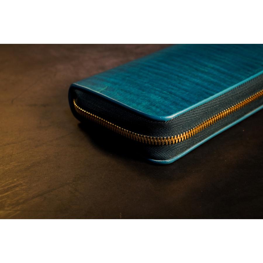 sciva - 長財布 (大容量) ブルー シーヴァ 木製財布 木製小物入れ 木製