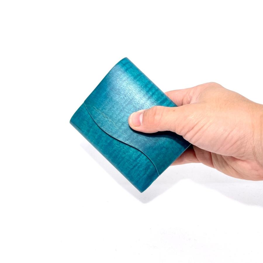 sciva - 三つ折り財布 ブルー シーヴァ 木製財布 木製小物入れ 木製長