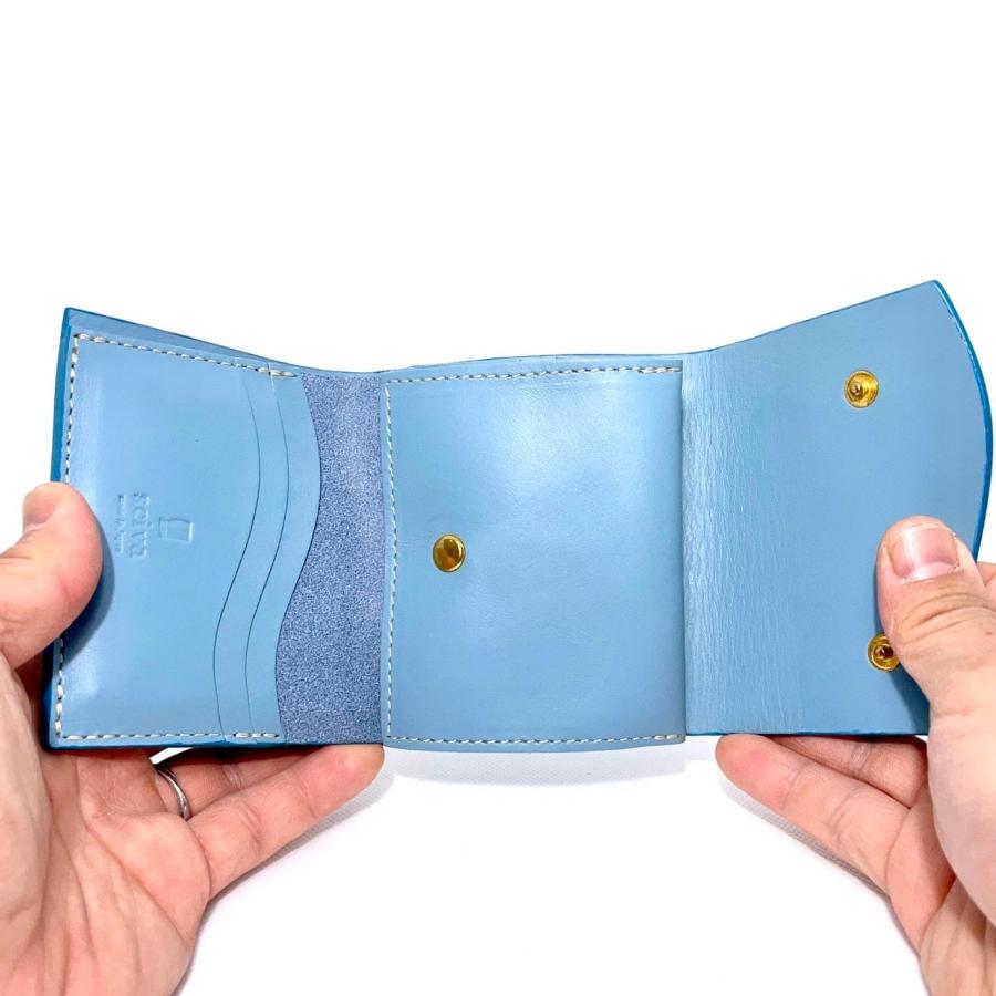 sciva - 三つ折り財布 ブルー シーヴァ 木製財布 木製小物入れ 木製長