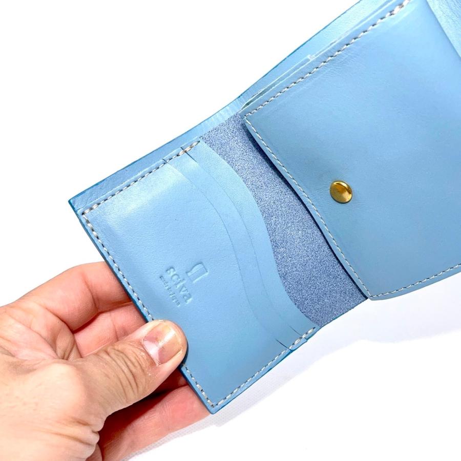 sciva - 三つ折り財布 ブルー シーヴァ 木製財布 木製小物入れ 木製長