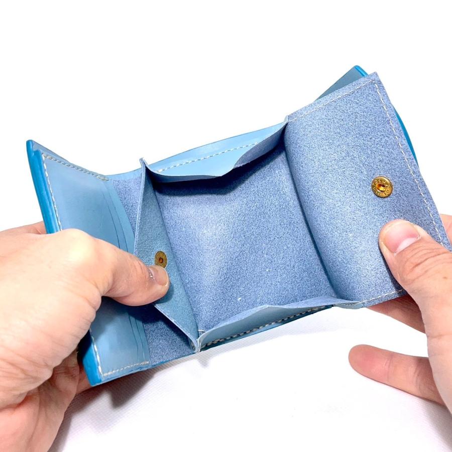sciva - 三つ折り財布 ブルー シーヴァ 木製財布 木製小物入れ 木製長