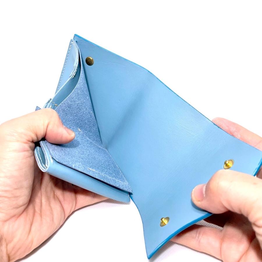 sciva - 三つ折り財布 ブルー シーヴァ 木製財布 木製小物入れ 木製長