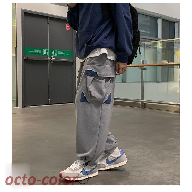 スウェット カーゴパンツ ワイドパンツ メンズ バギーパンツ 太め 裾 