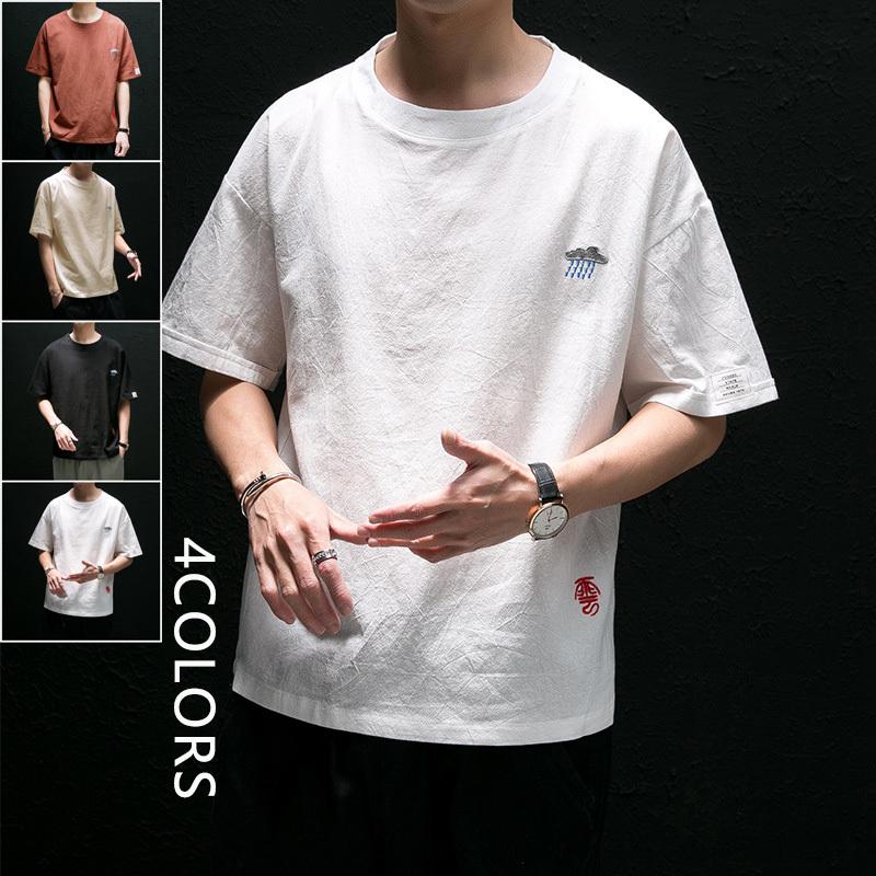 【新品セール】メンズ Tシャツ　男性の半袖シャツ　夏に涼しい　ゆったり　麻シャツ　送料無料　トップス　2021夏新作｜originalstep