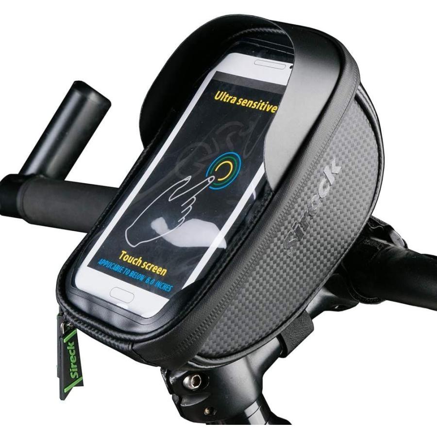 Sireck自転車バッグ付き6インチタッチスクリーン式電話ホルダー防水自転車フロントフレームハンドルバーバッグサイクリングポーチアクセサリー 優先配送