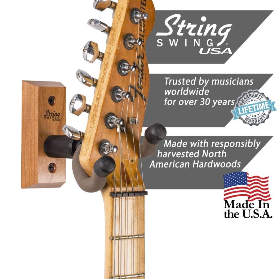 String Swing CC01K アコースティックギター＆エレキギター用壁掛けギターハンガー＆取付用ブラケットホルダー オーク