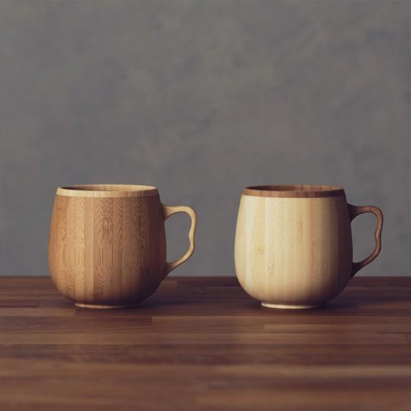 名入れ RIVERET 竹製 カフェオレマグ マグカップ 単品 木製 ギフトBOX