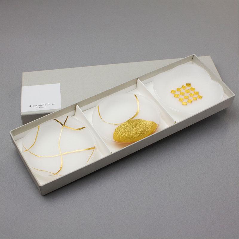 トウメイ 箔 こまめざら 豆皿 3枚セット 小豆皿 ギフトボックス トウメイ 箔 こまめざら 豆皿 3枚セット 小豆皿 ギフトボックス