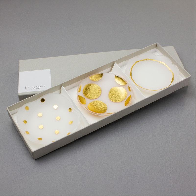 トウメイ 箔 こまめざら 豆皿 3枚セット 小豆皿 ギフトボックス トウメイ 箔 こまめざら 豆皿 3枚セット 小豆皿 ギフトボックス