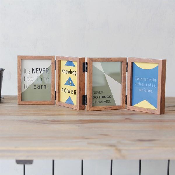 お気に入り リンキングフレーム おしゃれ フォトフレーム 8枚飾れる木枠風 L判サイズ 折り畳み式 写真立て