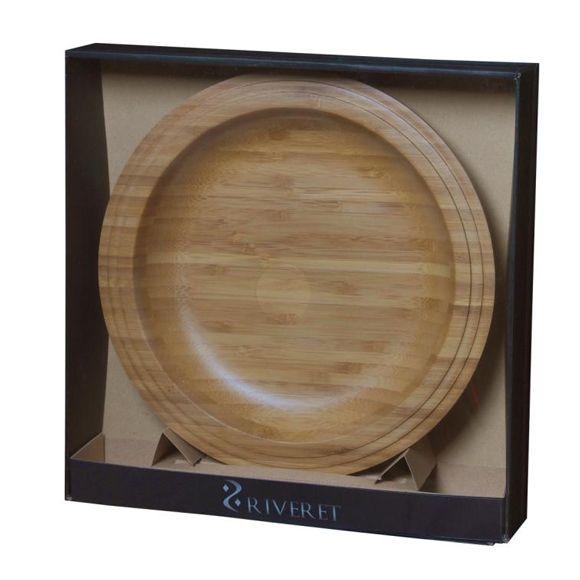 RIVERET 竹製 プレート おしゃれな木のお皿 22cm ペアセット 木製 ギフトBOX入り 日本製｜oriji