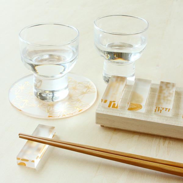 トウメイ 箔 箸置き 5個 セット おしゃれ 木箱入り アクリル樹脂製
