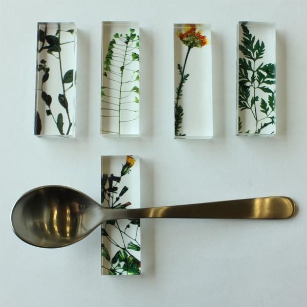 軽井沢彫り 木製花デザイン 箸置き 5個セット 軽井沢・ガラス細工】お