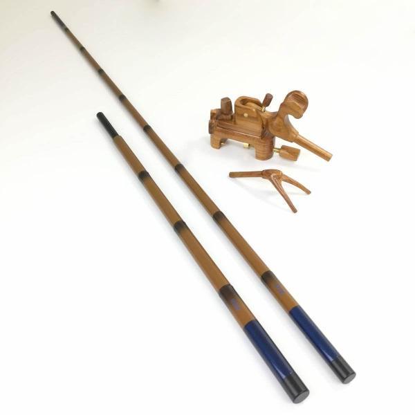 芳技(よしわざ) 竿掛け 1本半物 口巻+大砲万力 カリン 中型 芳技(よしわざ) 竿掛け 1本半物 口巻+大砲万力 カリン 中型