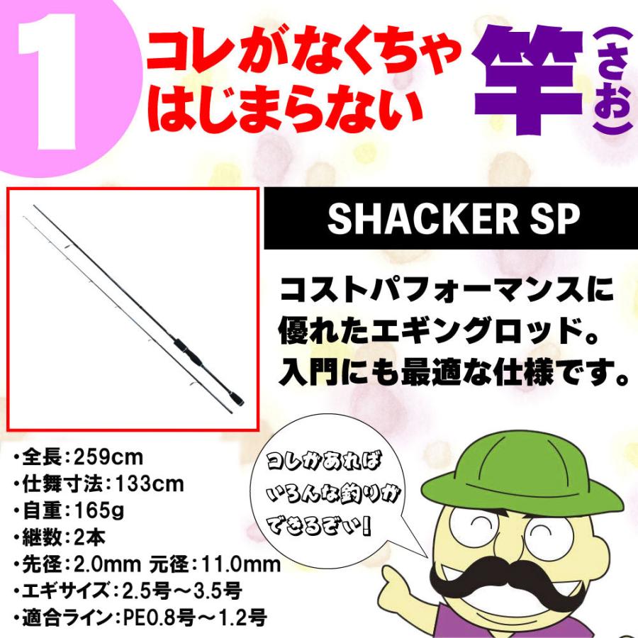 釣り場に直行 イカギャフ付き エギング入門7点 シェイカー エギング