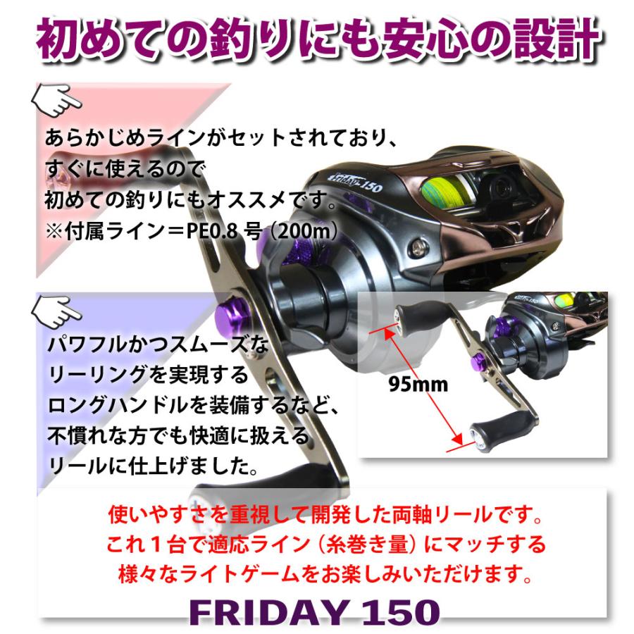 フライデー カワハギ 180 ＆ PEライン付きベイトリール Friday150 船カワハギ セット (fridayset08)の画像
