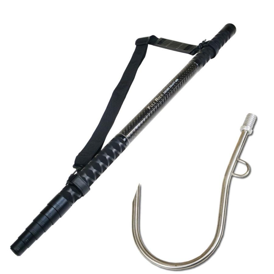 大型魚対応 フルロックシャフト4m ＆ ロープ掛け付ギャフ 2点セット