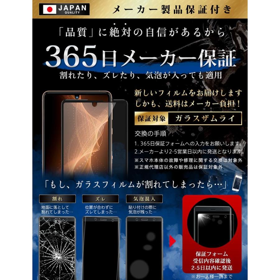 AQUOS Sense 5G ガラスフィルム 全面保護フィルム SH-53A SHG03 A004SH ブルーライトカット 10Hガラスザムライ アクオス 黒縁 | ガラスザムライ | 06