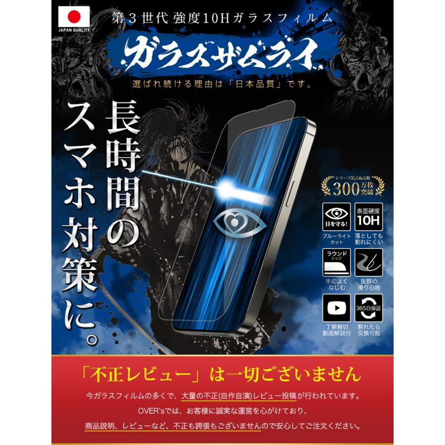 ガラスザムライ iPhone14 Pro ガラスフィルム 保護フィルム ブルー
