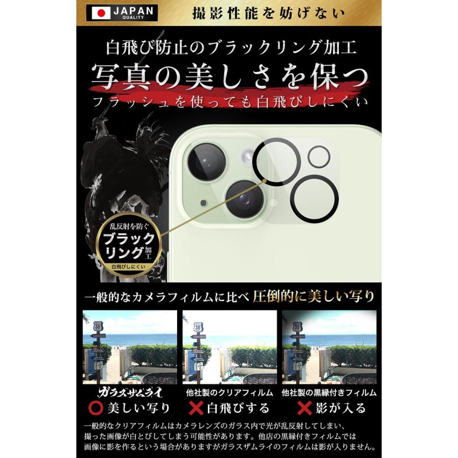 ガラスザムライ iPhone15 Plus カメラフィルム ガラスフィルム 全面
