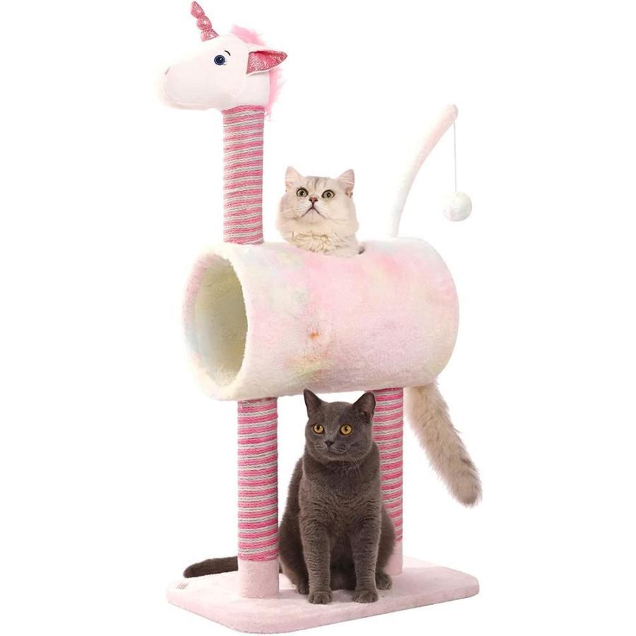日本人気超絶の 据え置き型 爪とぎ スリム 突っ張り 中型猫 子猫 ユニコーン形 可愛い 猫タワー キャットタワー Quteka ボール おもちゃ 猫 爪研ぎ 木製 ベッド クッション ハウス