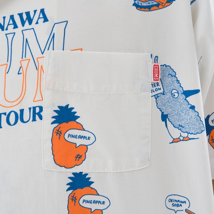 オリオンビール チャムス コラボ26春 YUM TOURS 総柄シャツ オリオン