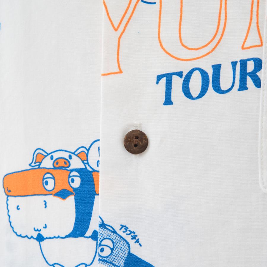 オリオンビール チャムス コラボ26春 YUM TOURS 総柄シャツ オリオン