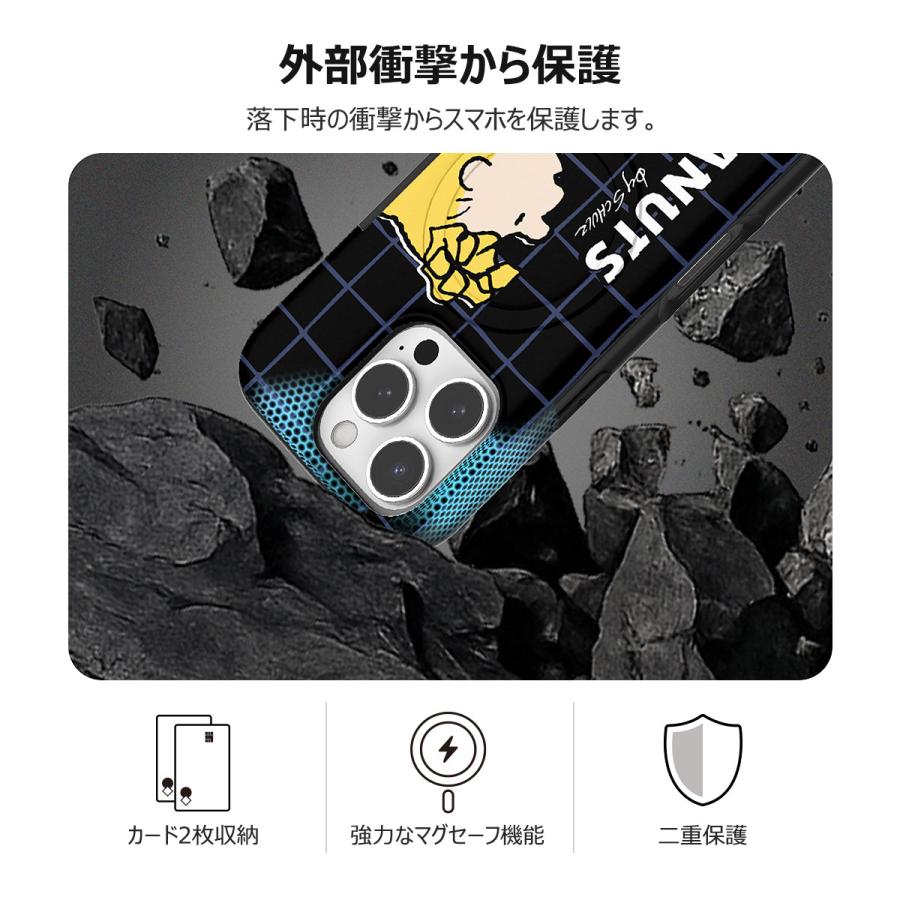 【並行輸入品】 Snoopy Friends Run Pattern Two Card MagSafe Bumper ケース iPhone Air 17 Pro Max 16 Plus 15 | SNOOPY | 09